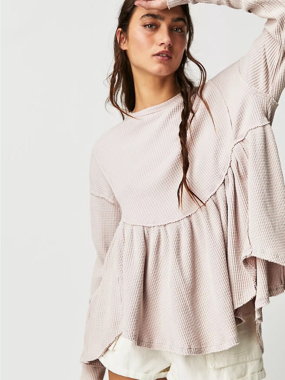 Free People We the Free Light Blue Oh My Babydoll Thermal top